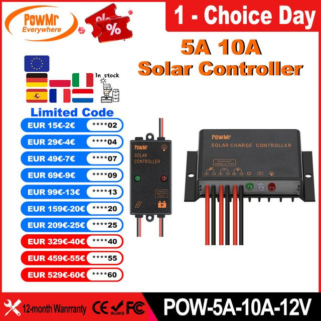 PowMr MPPT Solarladeregler IP68 wasserdicht mit Lastfunktion für Solarpanels und Batterien - Bild 1