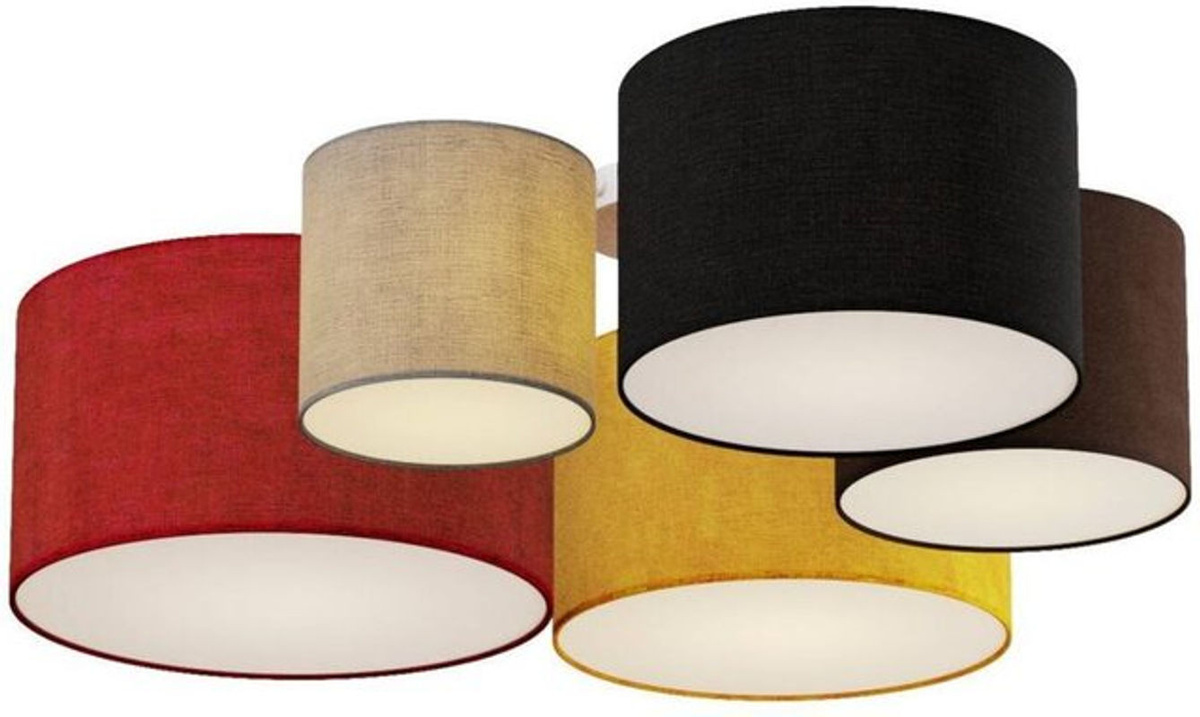 Lindby Laurenz Deckenlampe in Rot mit 5 Leuchten aus Metall und Stoff, Durchmesser: 90 cm - Bild 1