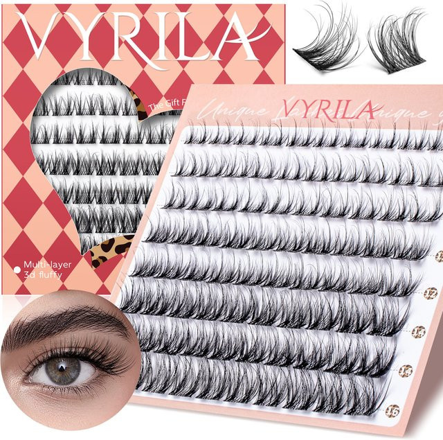 VYRILA Wimpern-Cluster D-Curl 3D Wispy Einzelwimpern, Black, Unisex - Bild 1