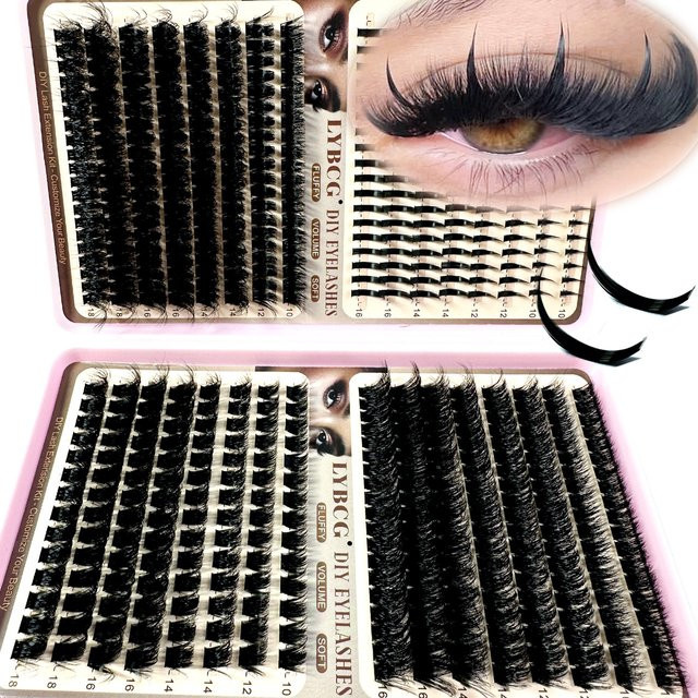 LYBCG Wimperncluster Set, D-Curl, 4 Stile, 10–18 mm - Bild 1
