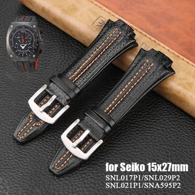 Uhrenarmband Echtleder, Schwarz, Unisex, 15 x 27 mm - Bild 1