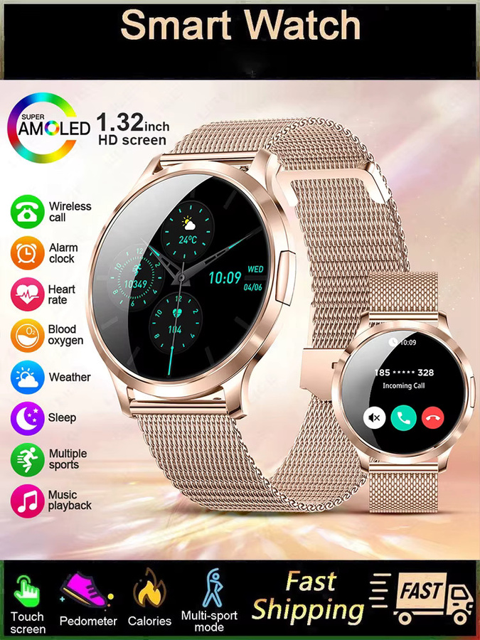 LIGE Smartwatch, Damen, Schwarz, Milanaise, wasserdicht - Bild 6