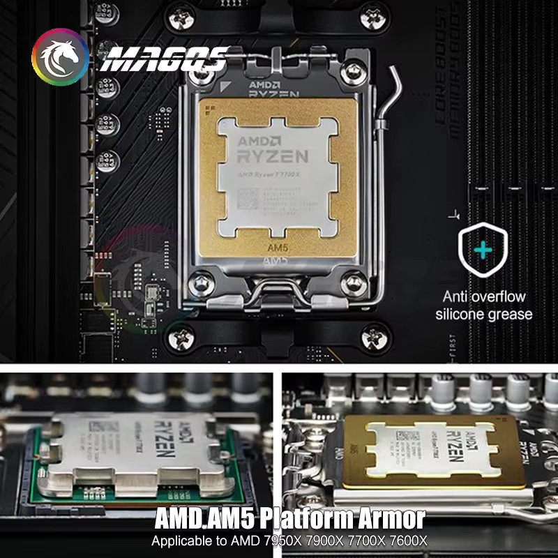 Flying Elephant AM5 CPU-Rüstung mit Anti-Biege-Rückplatte aus reinem Kupfer in Gold für AMD 7950X 7900X 7700X 7600X Prozessoren - Bild 2