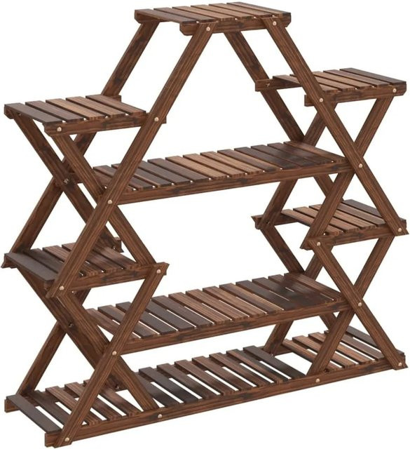 vidaXL Blumenständer aus Tannenholz in Braun im Retro-Stil, B/T/H: 110 x 25 x 105 cm - Bild 1