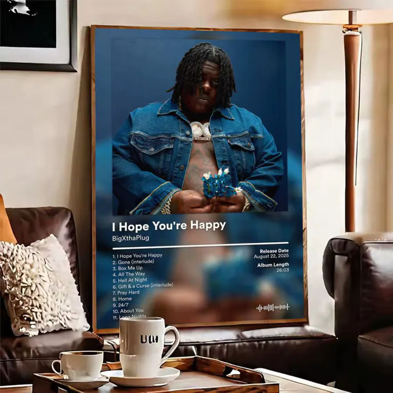 B-BigXthaPlug Album-Poster als selbstklebender HD-Wandaufkleber in Schwarz und Mehrfarbig aus Papier - Bild 4