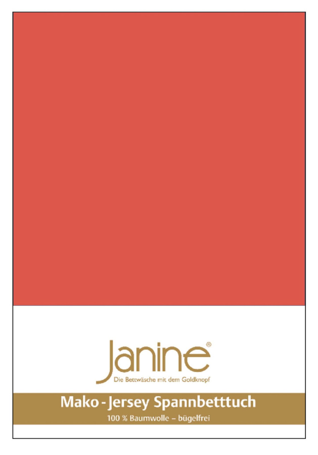 Janine Mako Jersey Spannbetttuch Bettlaken in Coralle, B/T: 140-160 x 200 cm - Bild 1