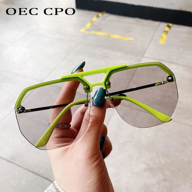 OEC CPO Sonnenbrille randlos, grün grau, Damen, übergroße - Bild 1