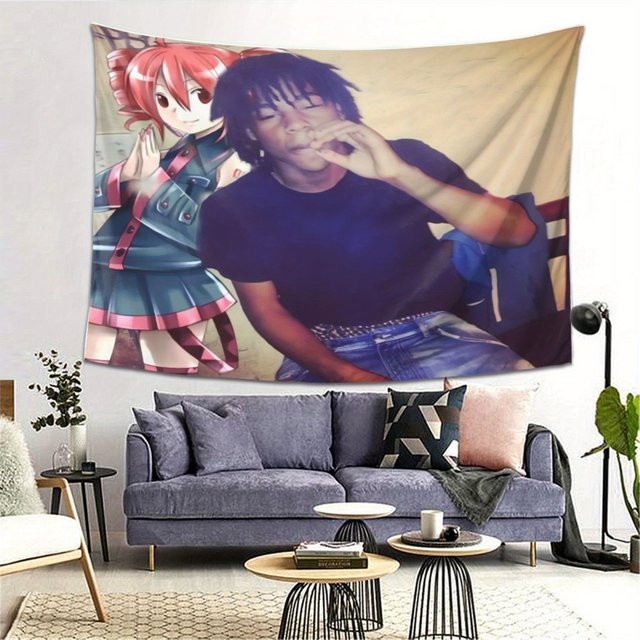 VIKAMA Hip-Hop Anime Wandteppich mit Rap-Sänger Illustration in Multicolour - Bild 1