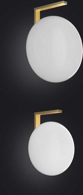 Oluce Alba 174 Wandleuchte in Weiß und Gold/Messing mit Glas und Metall, dimmbar und mit E27 Leuchtmittel kompatibel - Bild 1