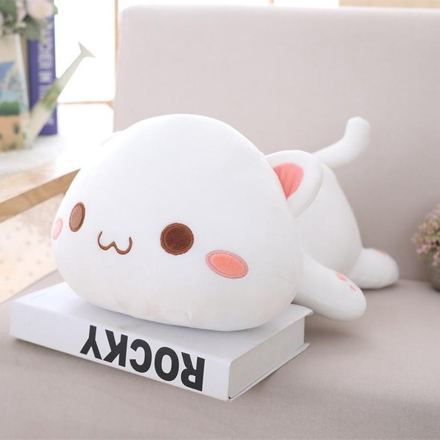 Yiran Health & Beauty Kawaii liegende Katze Plüschtier, 35cm, Weiß - Bild 1