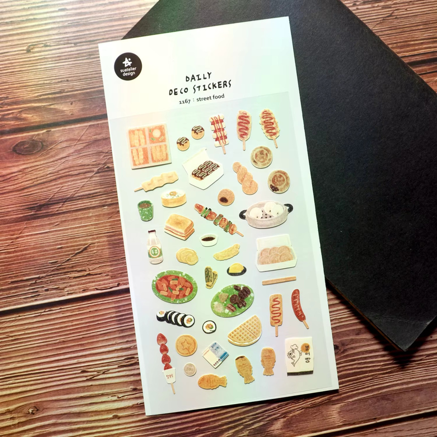 Suatelier Koreanische Street Food Snack Pfannkuchen Aufkleber für Scrapbooking und Journaling, Mehrfarbig - Bild 3