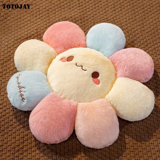 Smile Sunflower Plush Toy Kuscheltier Sonnenblume in Weiß mit floralem Design, Durchmesser: 45 cm - Bild 1