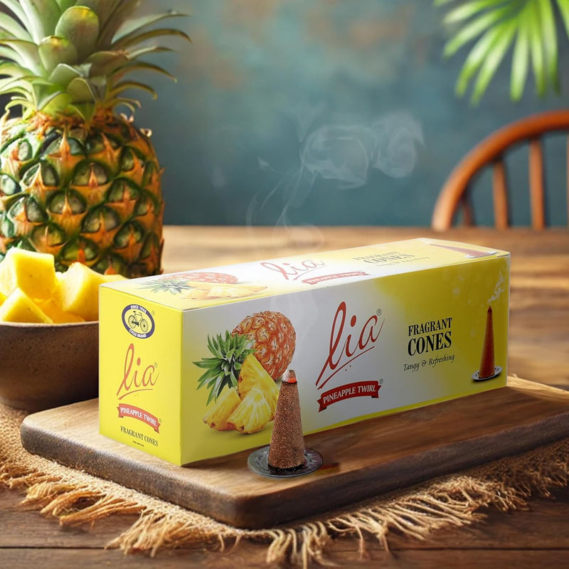 Cycle Pure Lia Ananas-Wirbel Duftende Trockene Dhoop-Kegel, 3 Packungen mit je 64 Kegeln, Fruchtig, Gelb - Bild 2