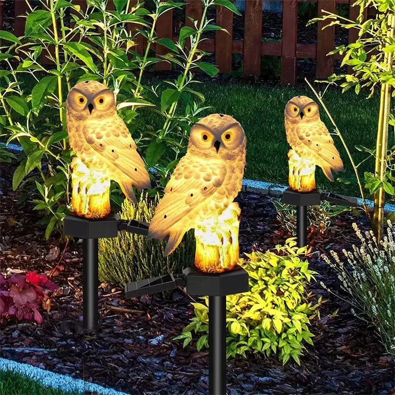 XIWANGFIRE Solar Eule LED Bodenleuchte Outdoor Gartenlampe Schwarz mit Warmweißem Licht - Bild 5