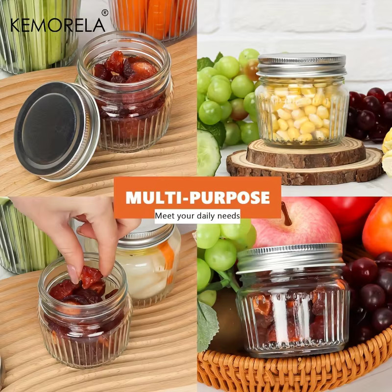 KEMORELA Lebensmittel-Vorratsdosen aus Glas, luftdichte und auslaufsichere Küchenkanister für Getreide, Mehl, Zucker und Kaffee, BPA-frei, transparent - Bild 3