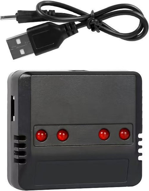 ZHOUCHEN USB Lithium-Batterieladegerät für 3,7 V Drohnen-Akkus mit 1 auf 4 Stecker in Weiß und Schwarz - Bild 1