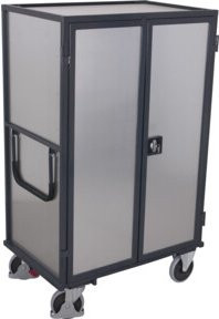VARIOfit ESD Etagenwagen mit fest verschweißten Stahlblechwänden und Doppelflügeltür in Silber, B: 124,5 cm, T: 78,5 cm - Bild 1