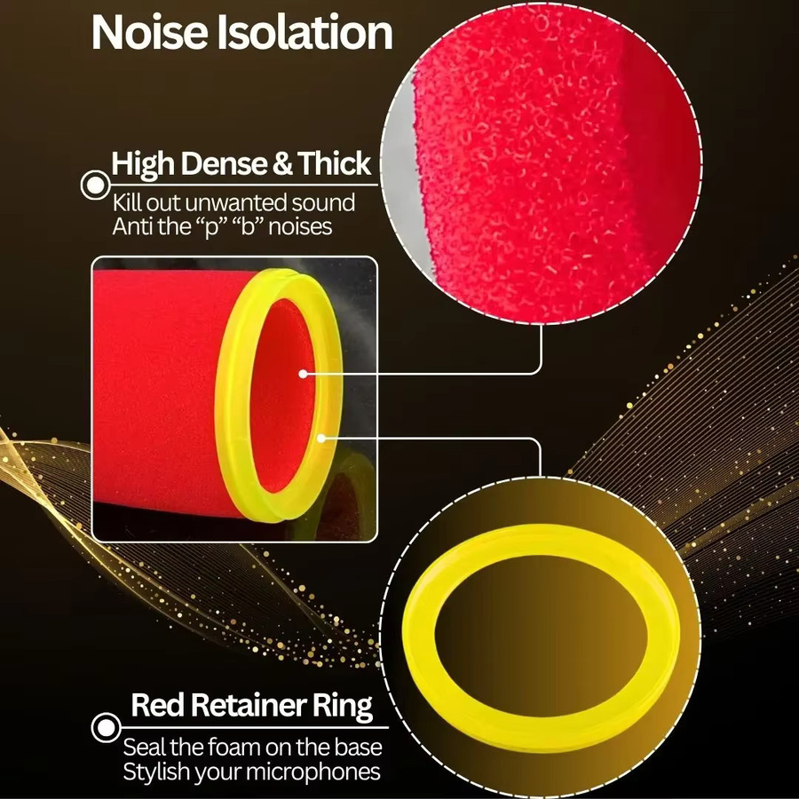 Okrinos Windschutz für Shure SM7B und SM7dB, Mikrofon-Popfilter-Abdeckung mit Ring als Schaumstoffüberzug zur Geräuschreduzierung in Rot oder Lila - Bild 2