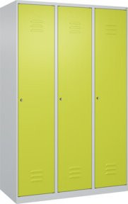 C+P Spind Classic PLUS Spind mit 3 Abteilen, Stahl, Lichtgrau und Clowngrün, H x B x T: 185 x 120 x 50 cm - Bild 1