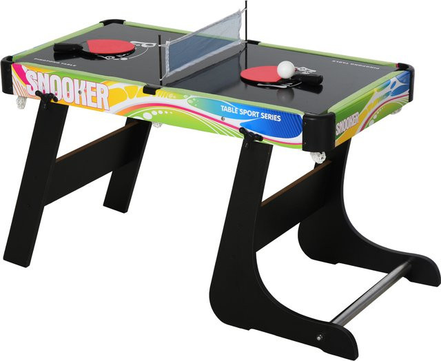 HOMCOM 4in1 Tischspiel, Tischbillard, Tischfußball, Tischtennis, Hockey, Kickertisch, Zusammenklappbar, MDF - Bild 1