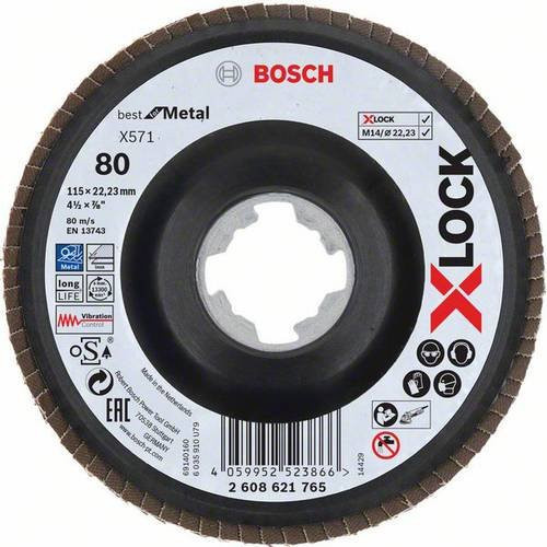 Bosch X-LOCK Fächerschleifscheibe für Metall, Durchmesser: 115 mm, Schwarz - Bild 1