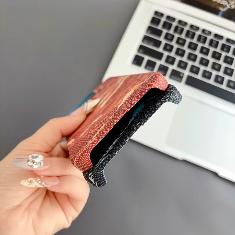Magnetische Schutzhülle mit Blumenmuster und Streifen für Xiaomi 17T Pro in Schwarz und Multicolour - Bild 4