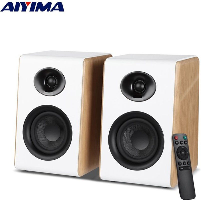 AIYIMA S600 Bluetooth-Regallautsprecher Aktive HiFi-Heim-Audio in weißem Holz mit Subwoofer und ARC/USB/RCA-Eingängen - Bild 1
