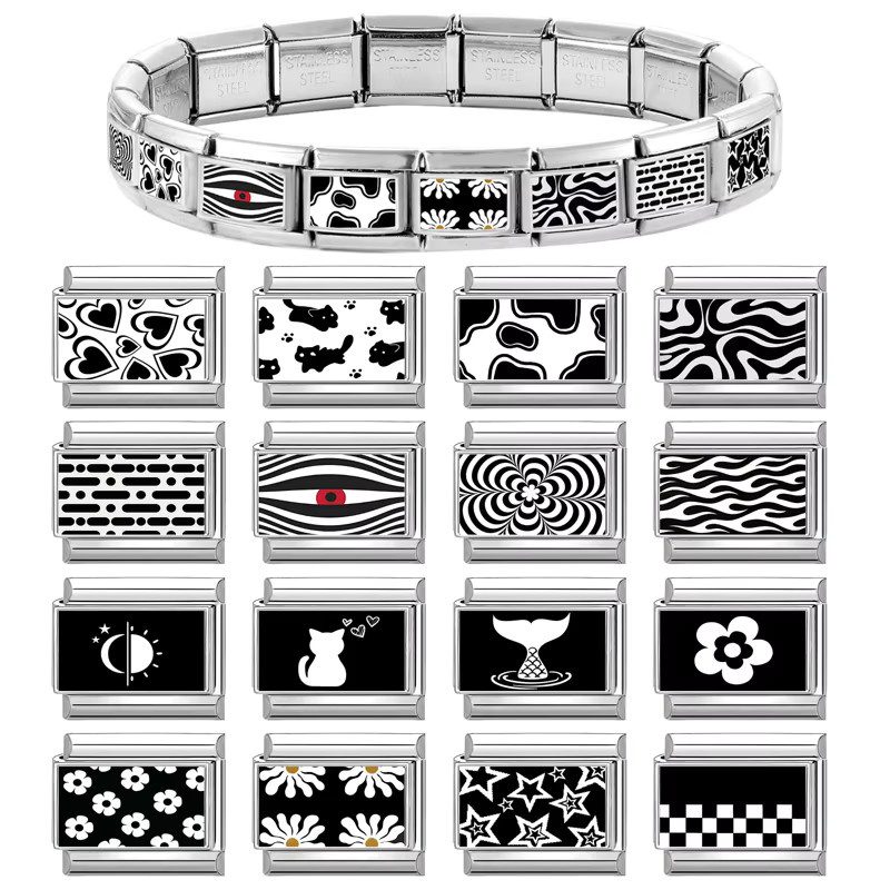 Yolorist Charm-Anhänger Edelstahl, Schwarz-Weiß, Unisex - Bild 3