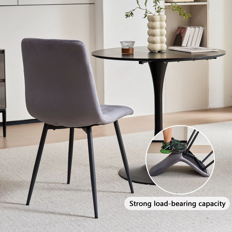 EGOONM Set Esszimmerstühle mit Samtsitz und Metallgestell, Design-Stühle für Küche und Wohnzimmer, Grau - Bild 4