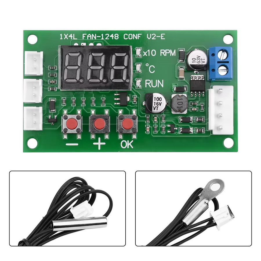 Gaqqee PWM Lüfter Drehzahlregler für DC12-48V mit Temperatursteuerung, unterstützt EC- und EBM-Lüfter Start/Stopp, Farbe: grün - Bild 2