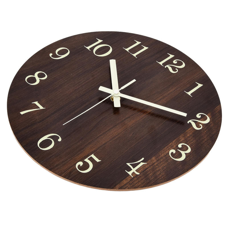 TOMTOP JMS Wanduhr aus Holz im Retro-Stil mit leuchtendem 3D-Design und geräuschlosem Quarzwerk in Braun - Bild 3