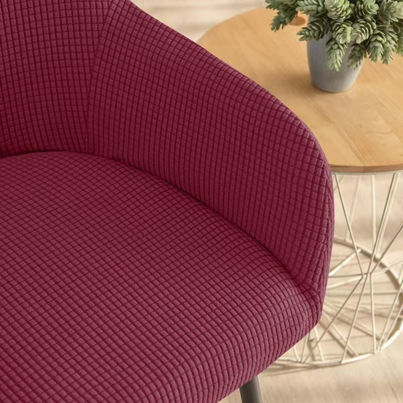 Yiran Furniture Elastischer Esszimmerstuhl-Bezug aus Maisvliesstoff in Rot mit Streifenmuster, Universal-Hochlehnerbezug für gebogene Stühle, B/T/H: 24 x 20 x 4 cm - Bild 1