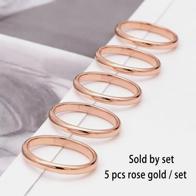 Ring Edelstahl, Roségold, Schwarz, Damen Herren - Bild 1
