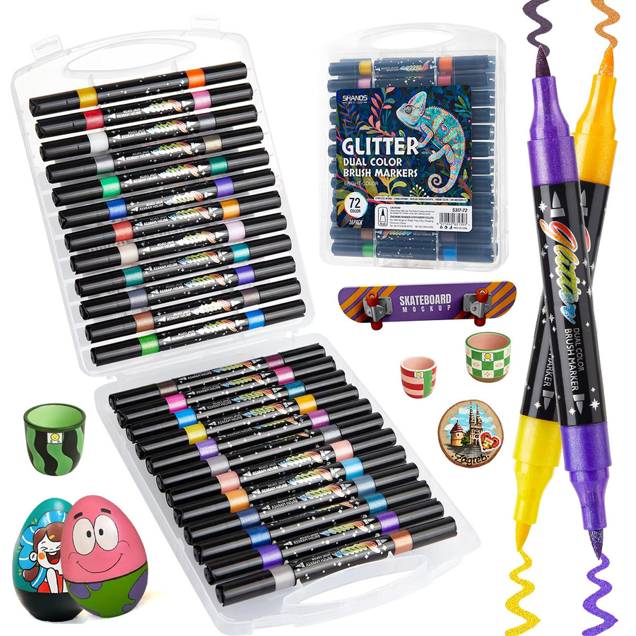 SHANDS Dual-Tip Metallic-Stifte in Multicolour mit Brush- und Fineliner-Spitze auf Wasserbasis für Scrapbooking und DIY-Projekte - Bild 5