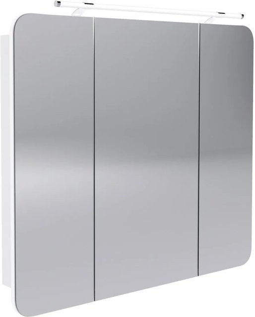 Fackelmann Spiegelschrank MILANO mit LED-Beleuchtung und Softclose-Türen, Grau/Weiß, B/H/T: 89,9 x 78 x 15,8 cm - Bild 1