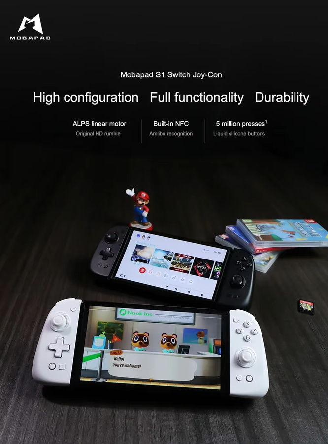 MOBAPAD S1 Spielcontroller Joypad mit Hall-Joystick und Tragetasche für Nintendo Switch und Nintendo Switch OLED, Schwarz oder Weiß - Bild 2