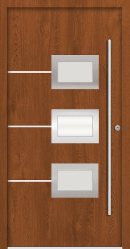 Splendoor Sicherheitshaustür ATHEN Prime RC2 aus Aluminium in Golden Oak Braun mit Glaseinsatz, Höhe: 210,0 cm, Breite: 110,0 cm, Tiefe: 7,0 cm - Bild 1