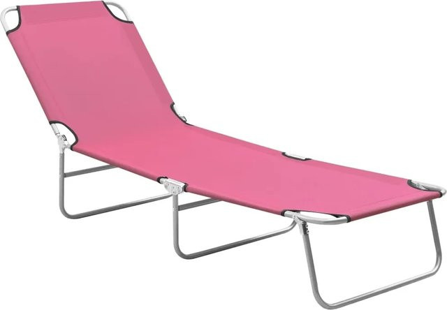vidaXL Klappbare Sonnenliege aus pulverbeschichtetem Stahl und Oxford-Gewebe in Rosa - Bild 1