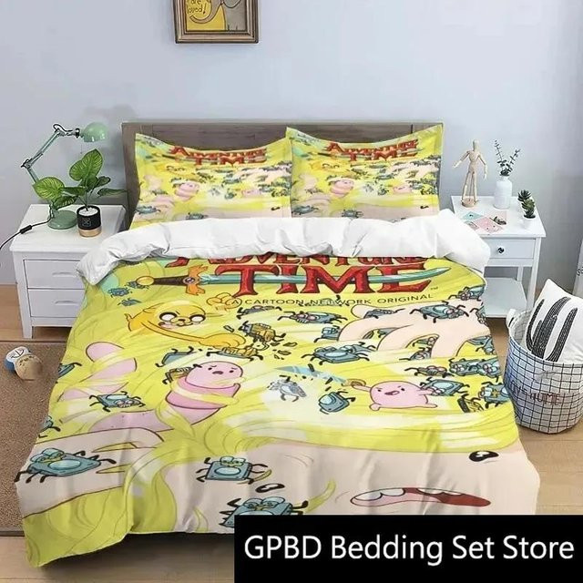Adventure Time Bettwäsche Set von Lodestar mit 3D-Cartoon-Print, Doppelbettbezug und Kissenbezug, Multicolour, B/H: 200 x 200 cm - Bild 1