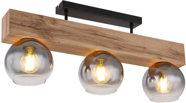 Globo Deckenleuchte Moitas 3-flammig Schwarz Matt mit Rauchglas, B/T/H: 65 x 15 x 28 cm - Bild 3