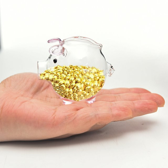 JETTING Mini-Schwein-Spardose aus Glas in Gold und Transparent als dekorative Münzbank - Bild 1