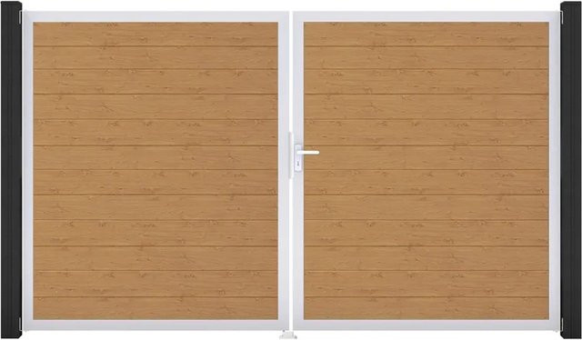 GroJa Tor Basicline Schmal 2-flügelig Asteiche Natur EV1 B: 306 cm, H: 180 cm, DIN Rechts - Bild 1
