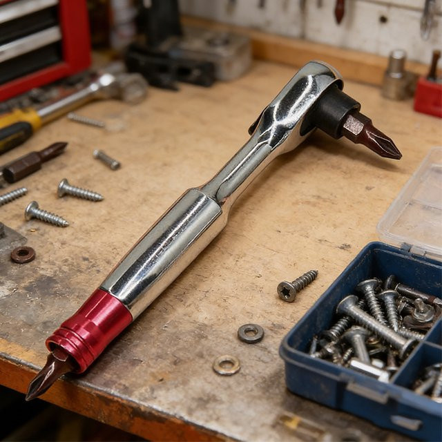 2-in-1 Mini-Sechskant-Ratschen-Set in Rot mit 1/4 Zoll Antrieb für Fahrzeug und Fahrrad - Bild 1