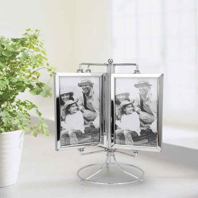Drehbarer Menürahmen und Foto Bilderrahmen aus Metall von mfySpace in Grau, Tischmodell für 10 x 15 cm - Bild 1