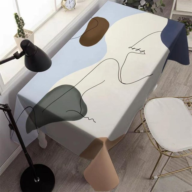 Wasserdichte rechteckige Tischdecke Super Six in Blau im modernen nordischen Design - Bild 1