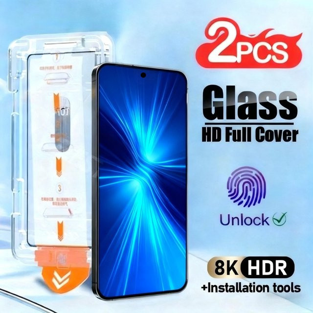 2 Stück Full Cover Displayschutzfolie für Samsung Galaxy S25 S24 transparent mit One Click Installationsglas - Bild 1