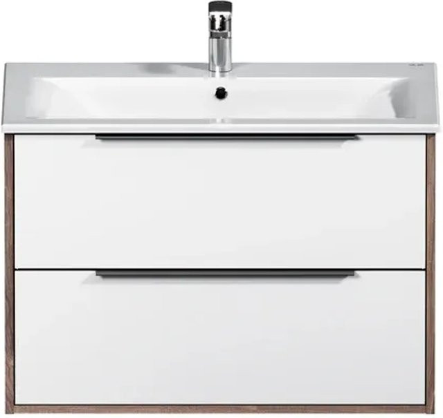 AM.PM Waschtischunterschrank mit Becken in Weiß glänzend, Wandmontage, 2 Schubladen, Breite: 80 cm - Bild 1