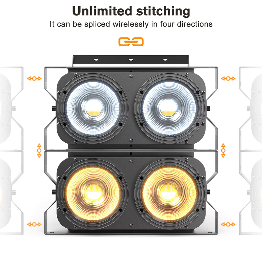 U'King 2er-Set 200W COB LED Par-Leuchten in Schwarz, verbindbare 2-Kopf-Bühnenbeleuchtung für DJ-Shows, Hochzeiten und Outdoor-Einsätze - Bild 5