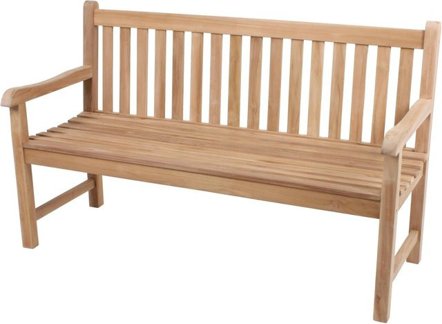 DELUKE Gartenbank MARCEL 3-Sitzer aus Teakholz in Hellbraun, wetterfeste Terrassenbank für den Outdoor-Bereich, Breite: 150 cm - Bild 1