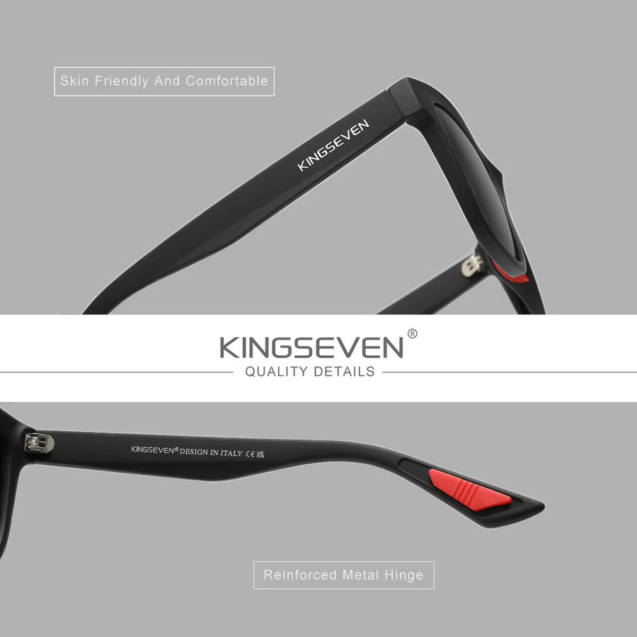 KINGSEVEN N797 Sonnenbrille, Quadrat, Vollrand, Kunststoff, Schwarz, Unisex - Bild 3
